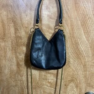 Anthropologie Black Shoulder Bag with Gold Chain & crossbody